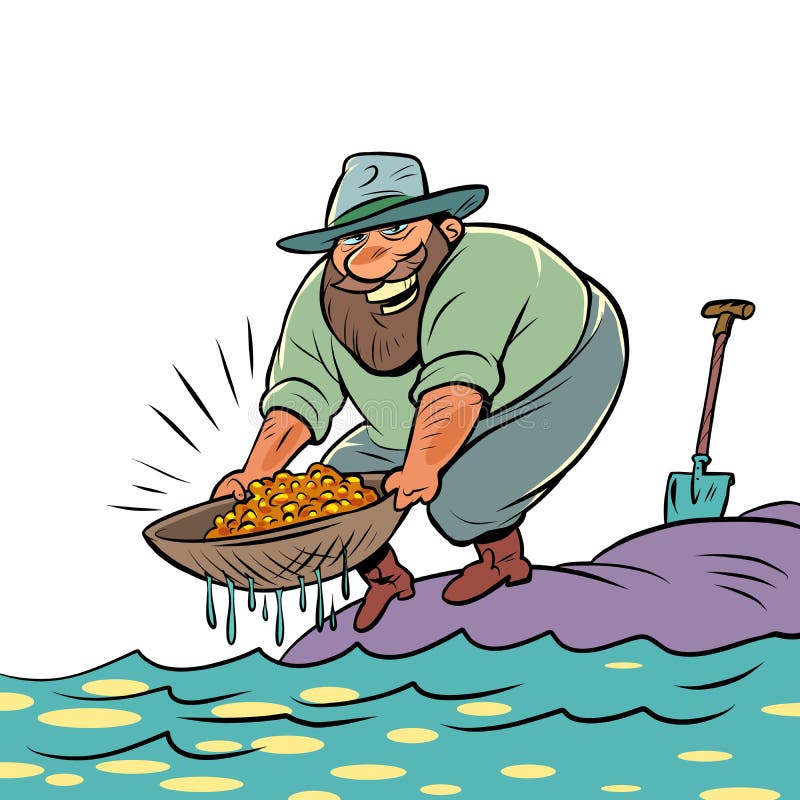 gold panning cartoon