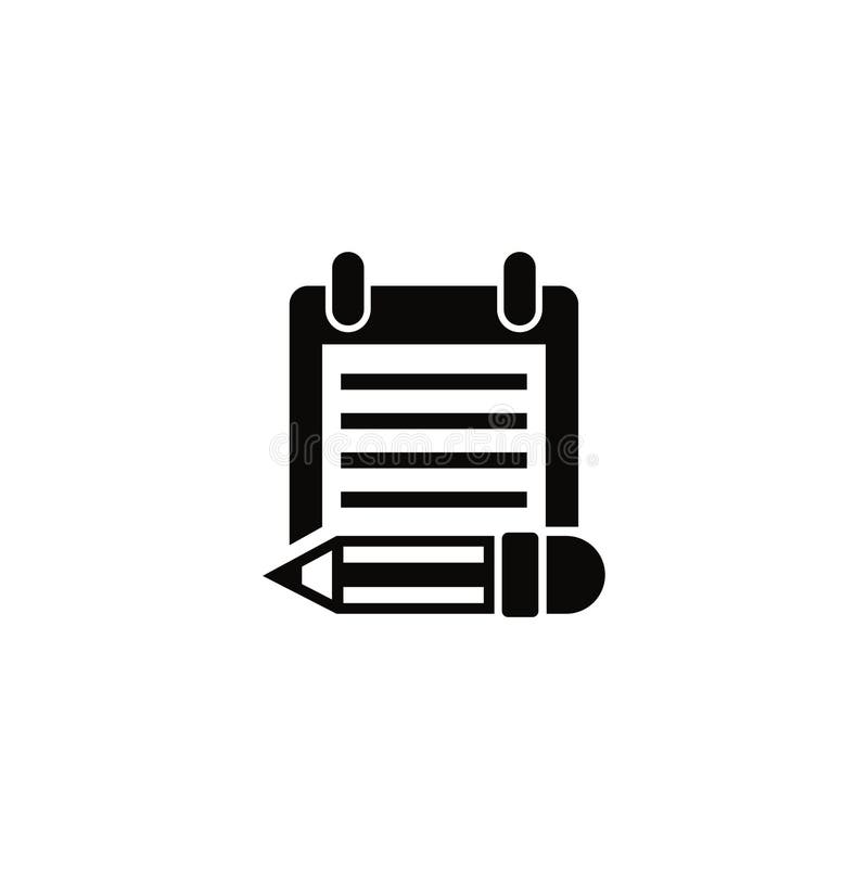 Prosta czarno-biała ikona notebooka z ołówkiem dla różnych potrzeb projektowych ilustracji