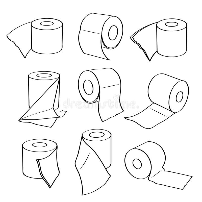 Proste ustalone ikony papier toaletowy rolki royalty ilustracja Proste ustalone ikony papier toaletowy rolki royalty ilustracja
