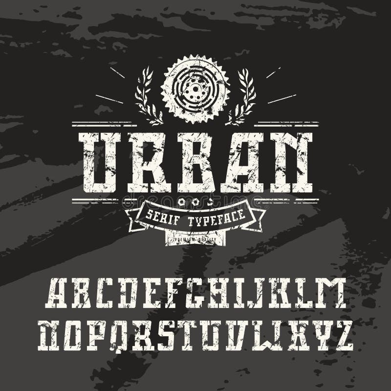 Prostokątna serif chrzcielnica w miastowym stylu z podławą teksturą ilustracji Prostokątna serif chrzcielnica w miastowym stylu z podławą teksturą ilustracji