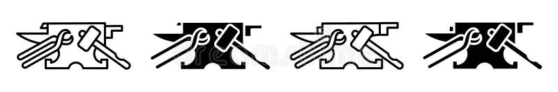 Prosty projekt anvil dla ikony wektorowej ilustracja kowala wektor logo. Kowal. kuźnia. wzór logo anvil and młomer, prosty projekt anvil dla ikony wektorowej ilustracja blacksmith forge.