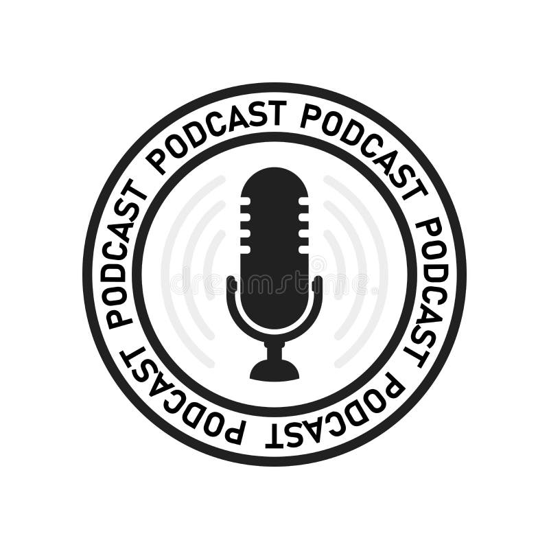 Prosty płaski podcast nagrywający ikonę lub symbol z ilustracją wektora mikrofonu ilustracji