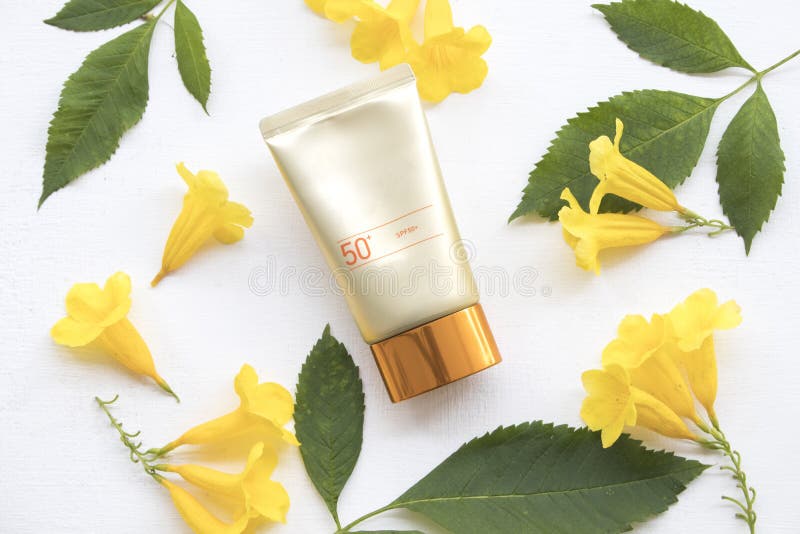 Protección solar natural spf50 de los cosméticos para la cara de la piel imágenes de archivo libres de regalías Protección solar natural spf50 de los cosméticos para la cara de la piel imágenes de archivo libres de regalías