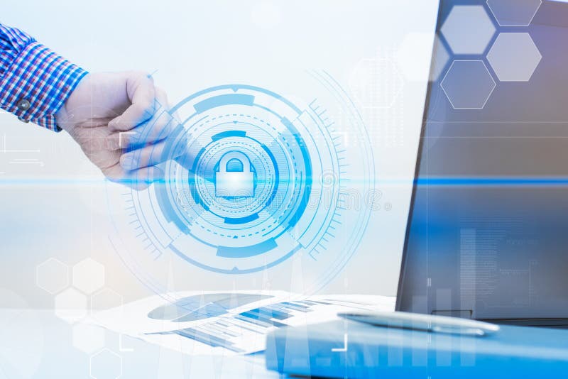 Protect cloud information data concept. Security and safety of cloud data stock photo