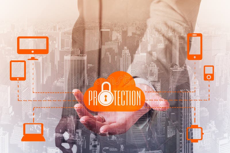 Protect cloud information data concept. royalty free stock photo