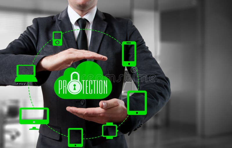 Protect cloud information data concept. Security and safety of cloud data stock photo