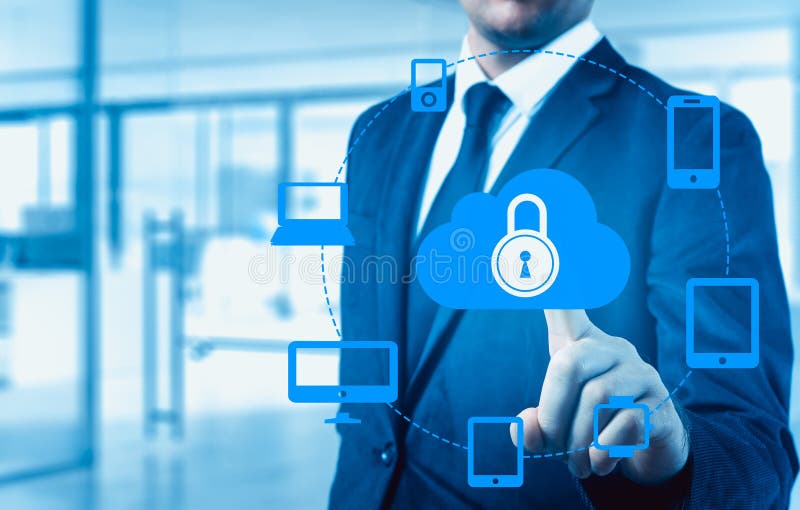 Protect cloud information data concept. Security and safety of cloud data stock photography