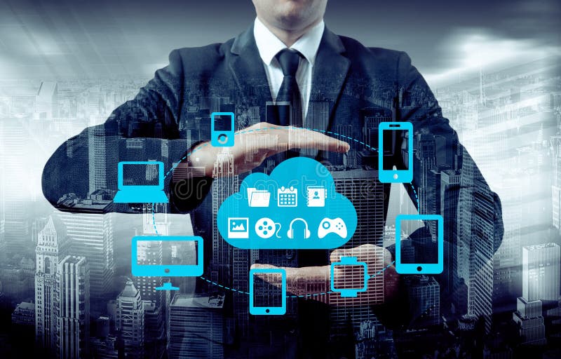 Protect cloud information data concept. Security and safety of cloud data royalty free stock photos