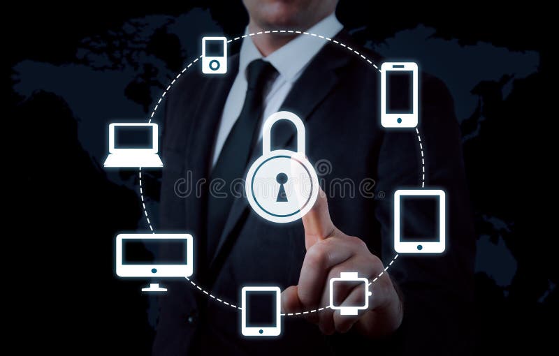 Protect cloud information data concept. Security and safety of cloud data royalty free stock photography