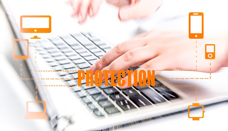 Protect cloud information data concept. Security and safety of cloud data royalty free stock image