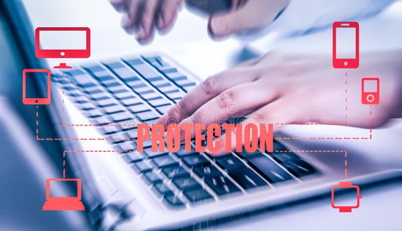 Protect cloud information data concept. Security and safety of cloud data royalty free stock images