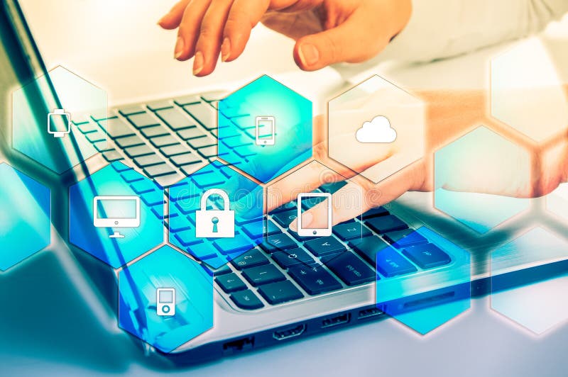 Protect cloud information data concept. Security and safety of cloud data vector illustration