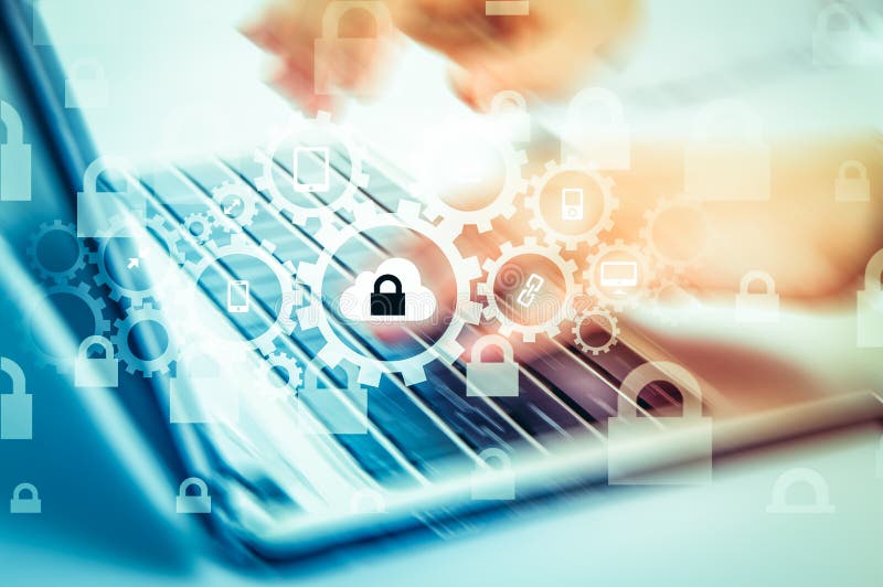 Protect cloud information data concept. Security and safety of cloud data royalty free stock image