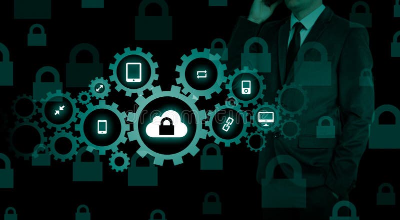 Protect cloud information data concept. Security and safety of cloud data stock image