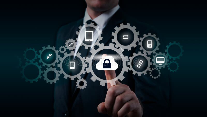 Protect cloud information data concept. Security and safety of cloud data royalty free stock photos