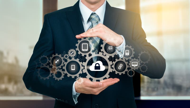 Protect cloud information data concept. Security and safety of cloud data stock photography