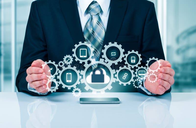 Protect cloud information data concept. Security and safety of cloud data royalty free stock photos