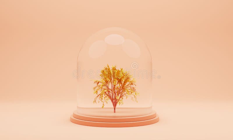 Protected golden tree in a glass jar vector illustration