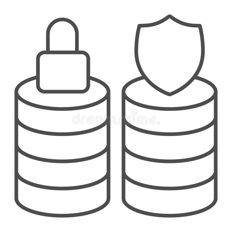 Protected and locked database arrays thin line icon, neural dataset concept. Vector graphics. Secure data storage vector illustration