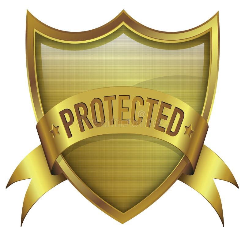 Protected Shield Badge Icon with Line Texture on Surface Stock