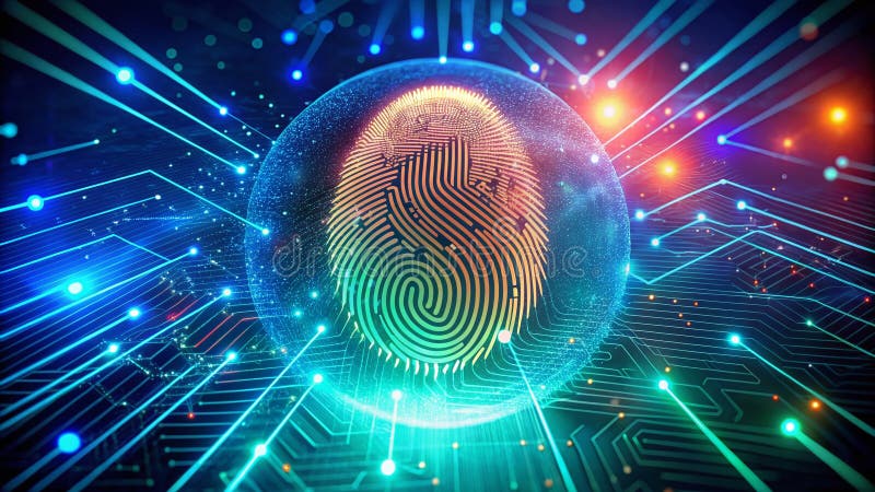 Protecting Personal Information A Comprehensive Look at Fingerprint Scanner Biometric Security royalty free illustration