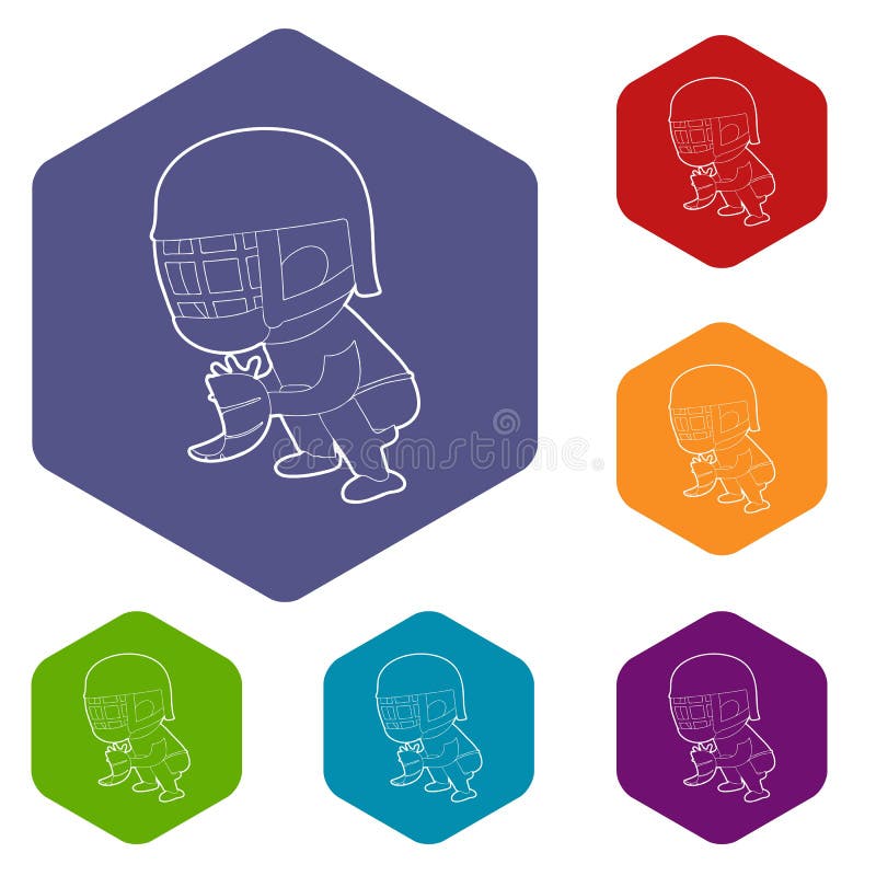Protecting player icon, outline style royalty free illustration