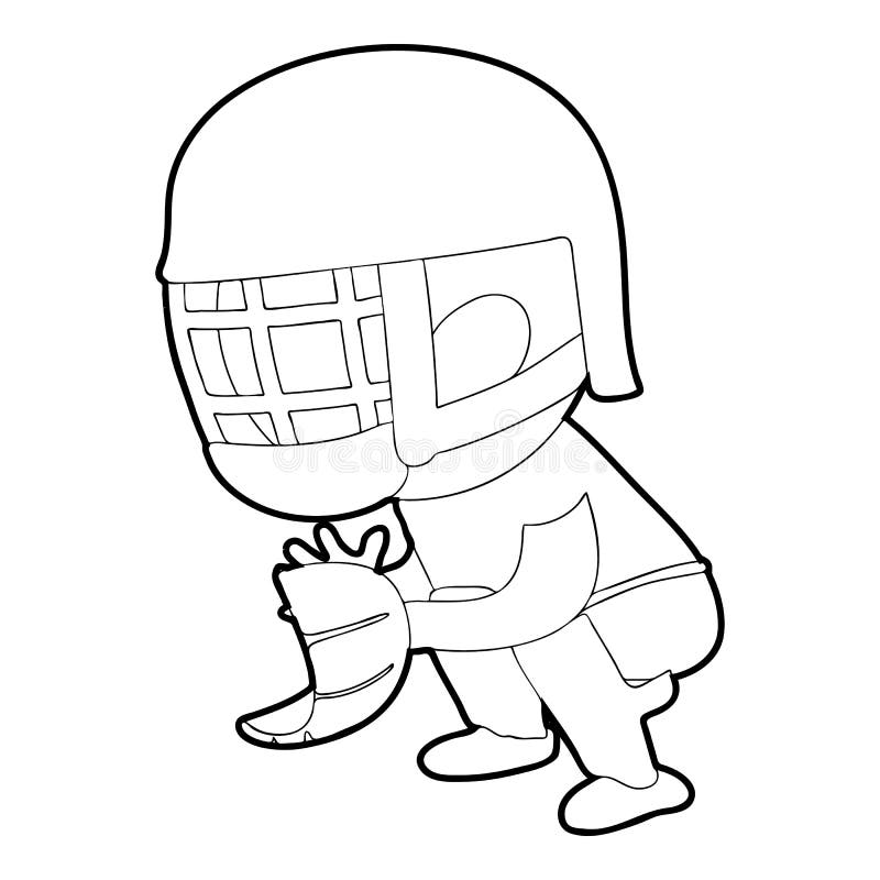 Protecting player icon, outline style vector illustration