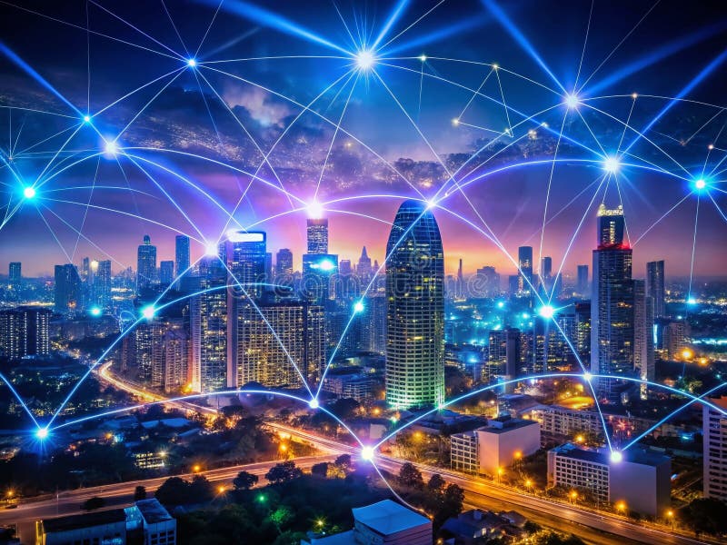 Protecting Your Online Privacy in the Digital Night City Essential VPN Solutions for Safe Browsing and Secure royalty free illustration