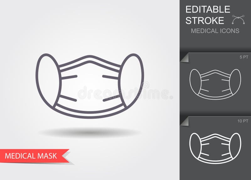 Protection face mask. Line icon with editable stroke vector illustration