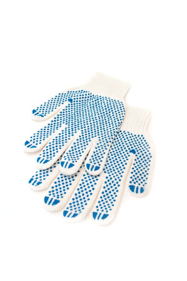 A pair of protective gloves isolated on a white background. Pair working gloves stock images, royalty-free photos and pictures