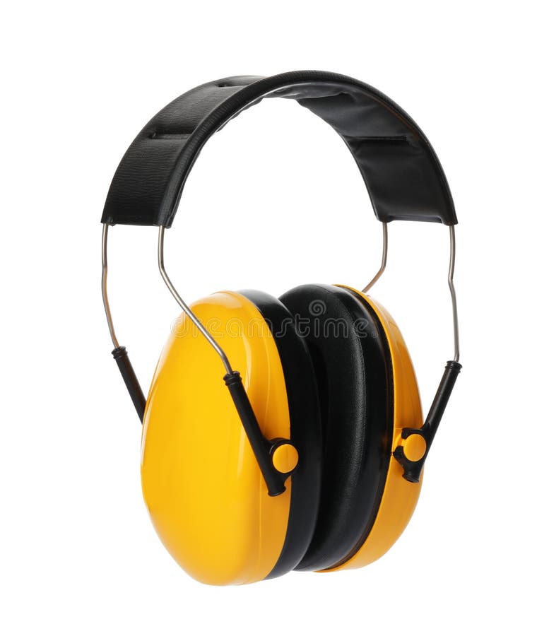 Protective Headphones on White. Professional Construction Accessory