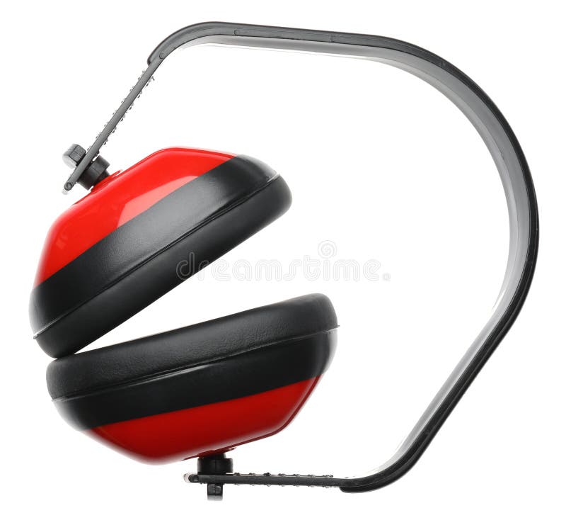 Protective Headphones on White. Professional Construction Accessory