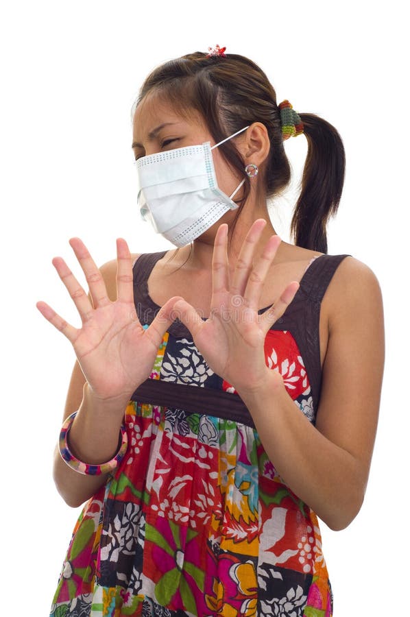 Protective mask on young asian