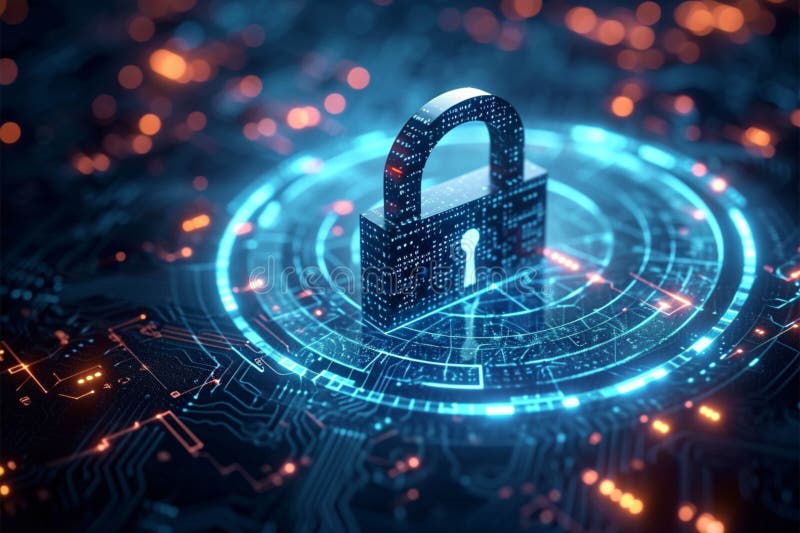Protective measures securing data against cyber attacks concept royalty free illustration