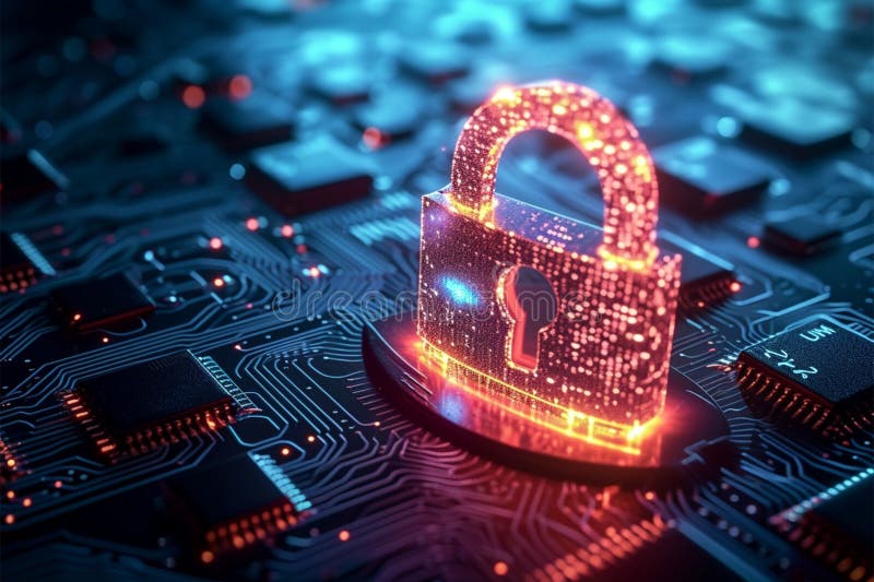 Protective measures securing data against cyber attacks concept stock illustration
