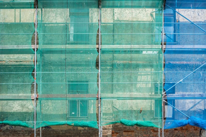 Protective nets on the scaffolding royalty free stock image