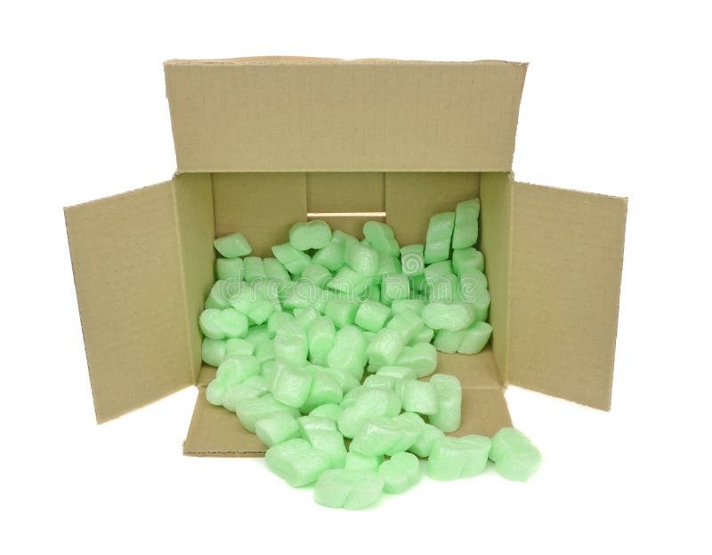A Cardboard Box with Packing Foam Pellets Stock Photo Image of cross