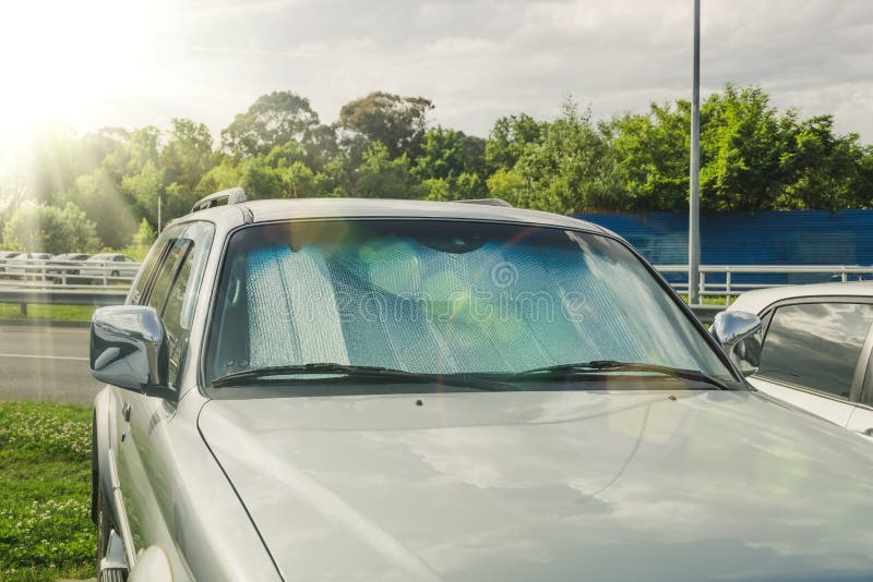 Protective Screen on the Windshield Reflects Heat and the Sun`s Rays
