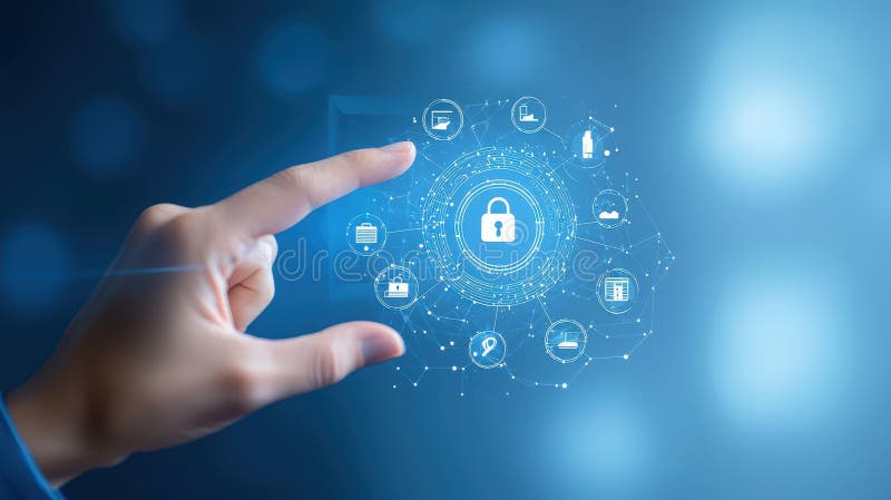 Protecție îmbunătățită a datelor, activând interfața securizată de blocare digitală pe un suport royalty free illustration