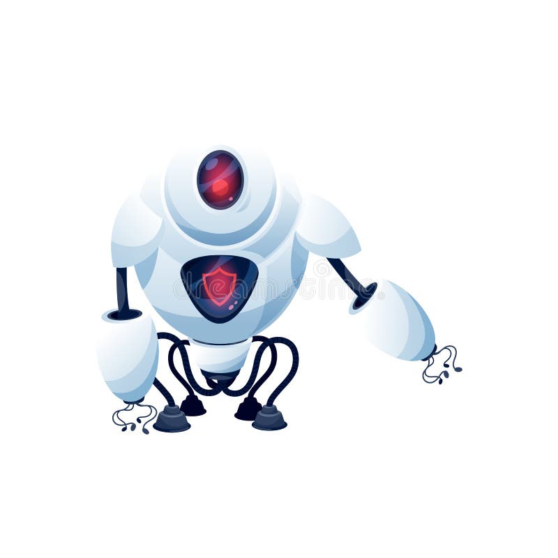 Protecție împotriva robotului robot de desene animate cu caracter cyborg vector illustration