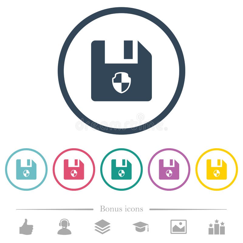 Proteggere le icone a colori piatti dei file nei contorni arrotondati royalty illustrazione gratis