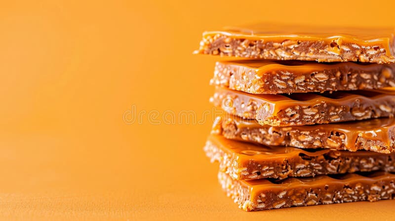 Delicious Caramel Oat Bars Sweet Treats Snacks Food rich candy brown tasty sugar royalty free illustration