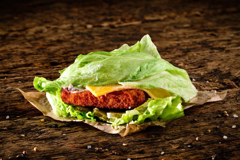 Protein Burger Wrapped in Lettuce Stock Photo Image of vegan, summer