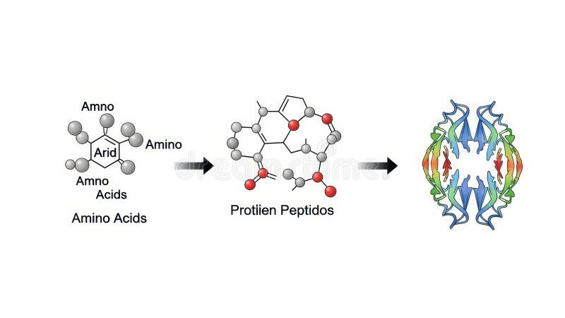 Protein synthesis process isolated on white background stock illustration