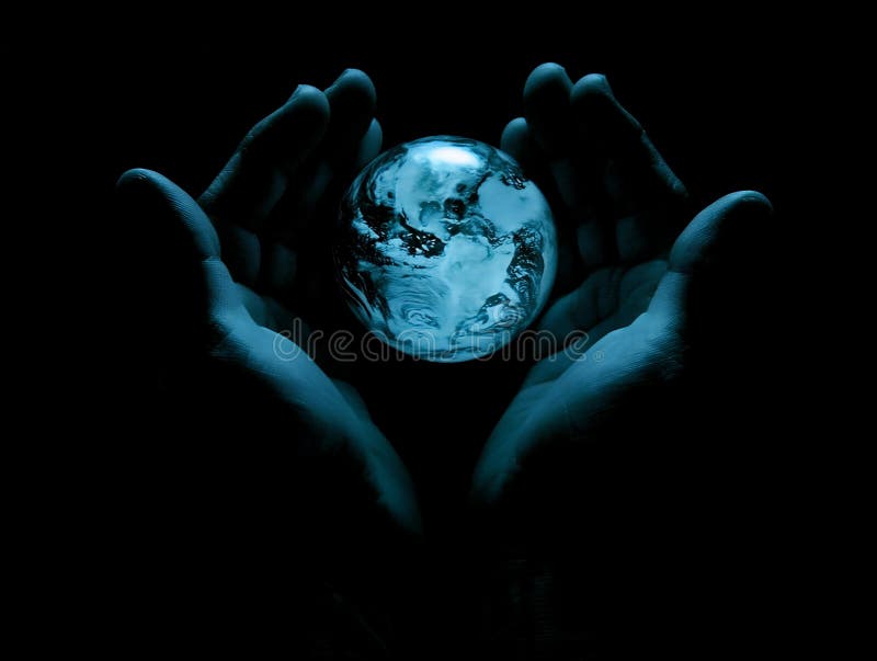 Protejarea Planetei Albastre Pământ Mâinile Pământului Speranță viață viață verde lumină lume verde lumină stock illustration