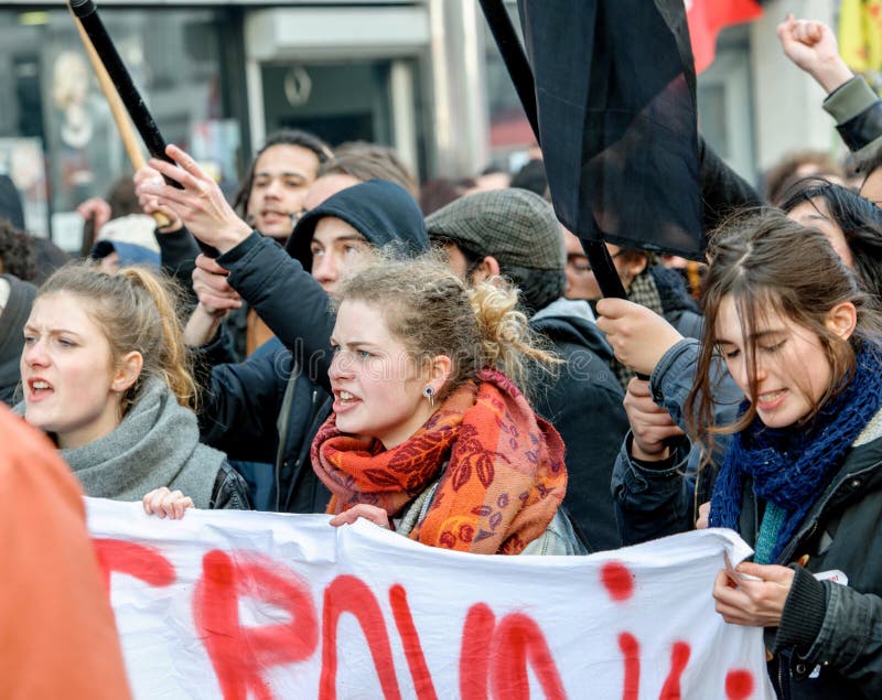 Protest gegen Arbeitsreformen in Frankreich lizenzfreie stockfotografie Protest gegen Arbeitsreformen in Frankreich lizenzfreie stockfotografie