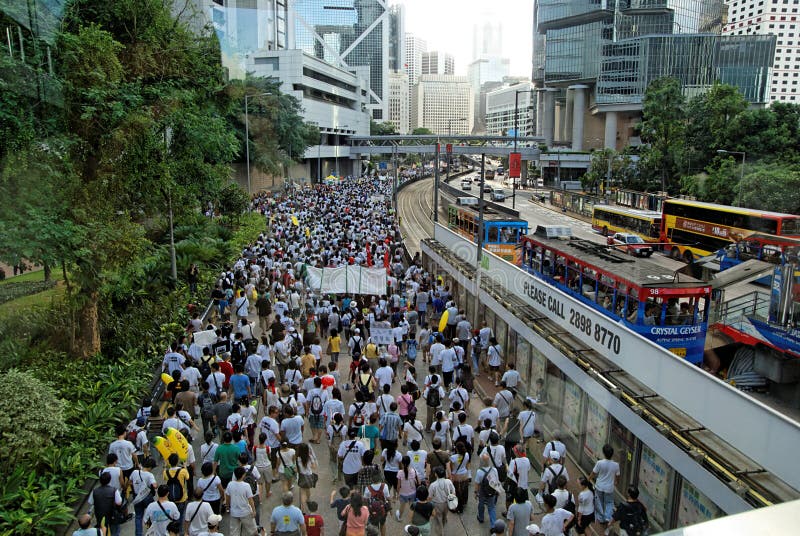 Protest in Hongkong 1st Juli 2009 stock foto Protest in Hongkong 1st Juli 2009 stock foto