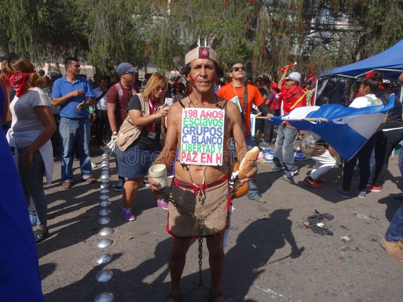 Protest Maart tegen Herverkiezing van Juan Orlando Hernandez Honduras 21 Januari 2018 4 stock foto Protest Maart tegen Herverkiezing van Juan Orlando Hernandez Honduras 21 Januari 2018 4 stock foto