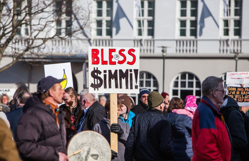 Protest in Reykjavik, IJsland royalty-vrije stock foto's