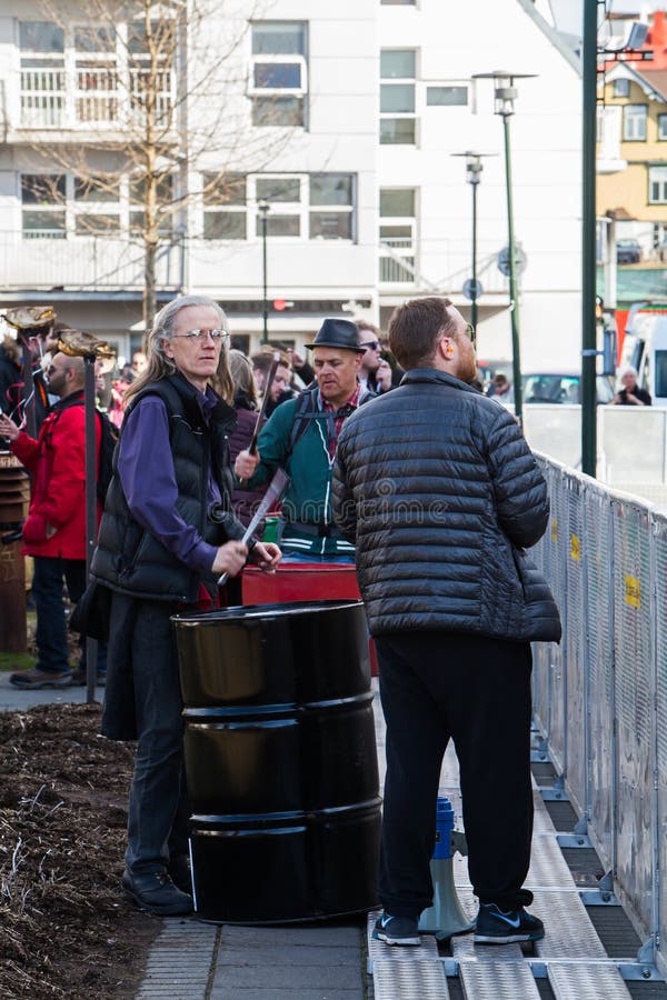 Protest in Reykjavik, IJsland stock fotografie